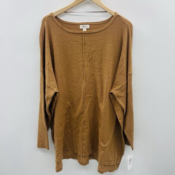 Style & Co Womens Plus Size 3X Front-Seam Tunic Sweater in Caramel Kiss $59 SW3 - Picture 2 of 7